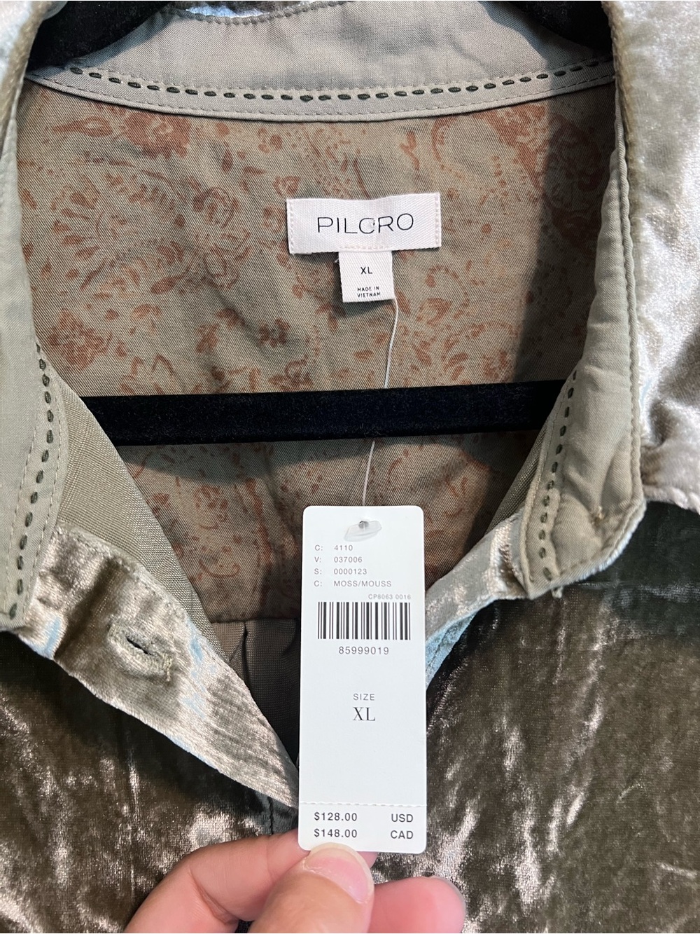 NWT Women’s Pilcro Maeve Karina Velvet Buttondown - XL - Picture 5 of 9